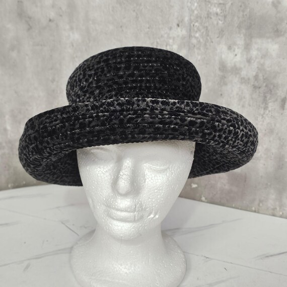 Vintage 90s David Cohen Leopard Velor Hat Gray Black Curled  display picture 1