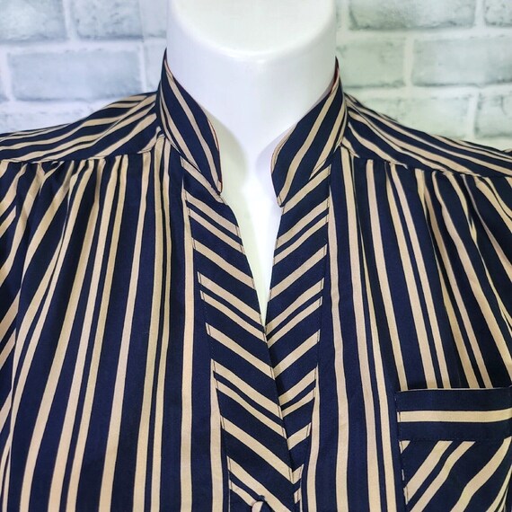 Vintage 70s Schrader Sport Womens L Tan Navy Stri… - image 2