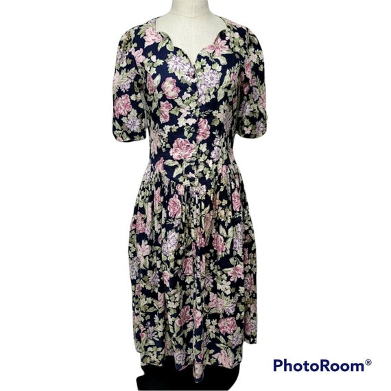 Vintage 90s Laura Ashley Cottage Core Floral Dres… - image 1