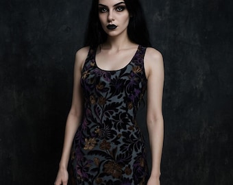 Vestido lencero de terciopelo quemado con estampado floral y transparencias de ABS Dress Collection, talla 8