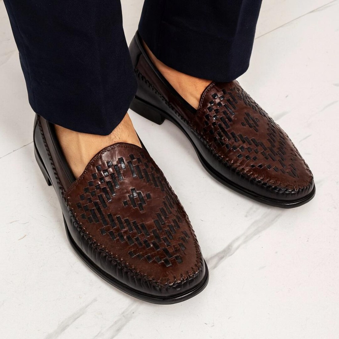 Pratesi Vintage Woven Leather Loafers BlackShoes Made In Italy Mens 9.5 Or EU 42 Woven Loafer Vintage 9.5 - Etsy main image 4