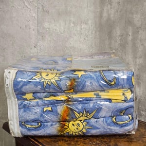 Vintage Jubilee Celestial Sun Moon Flannel Sheet Set Full Cotton Y2K NOS Whimsy imagem 8