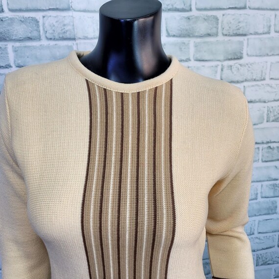 Vintage 70s Demetre Womens S Beige Tan Ski Sweate… - image 2