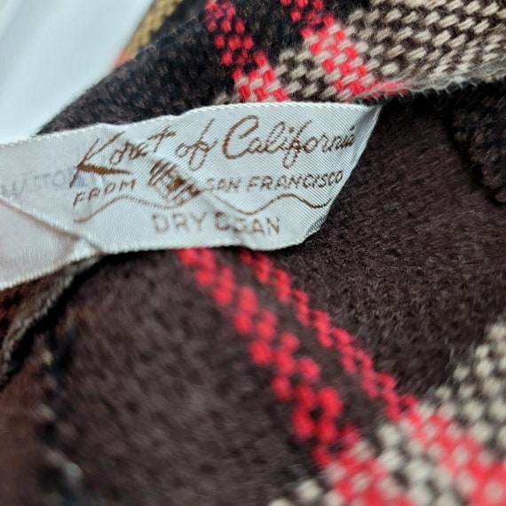 Vintage 50s Koret California XS Brown Wool Plaid … - image 9