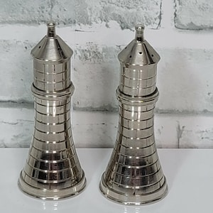 Set di scacchi vintage in argento Rook, saliera e pepiera di AM India