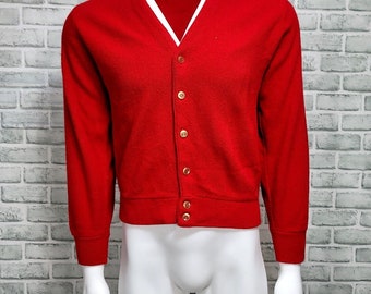 Vintage 50s Joseph Horne Co The Mens Store Mens S Red Wool Cardigan Sweater