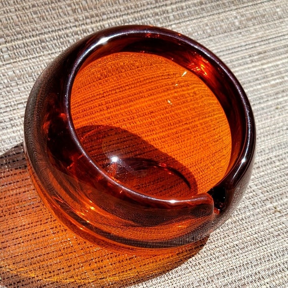 Vintage 60s Viking Glass Orange Orb Half Dome Ashtray Mid Vintage 60s Viking Glass Orange Orb Half Dome Ashtray Mid