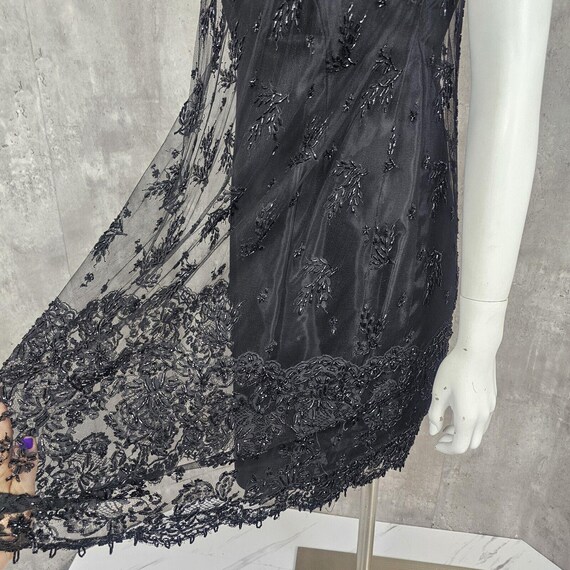 black beaded shift dress Maggy London Black Beaded Sleeveless Shift Dress V-Neck Knee Length Size 6