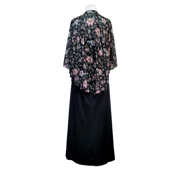 Vintage 70s Black Nylon Halter Maxi Sheer Floral … - image 7