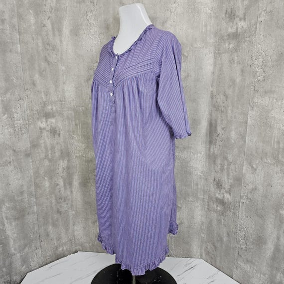 Vintage Mayflower Victoria Womens L Blue Pink Striped Cotton Victorian Nightgown View 2