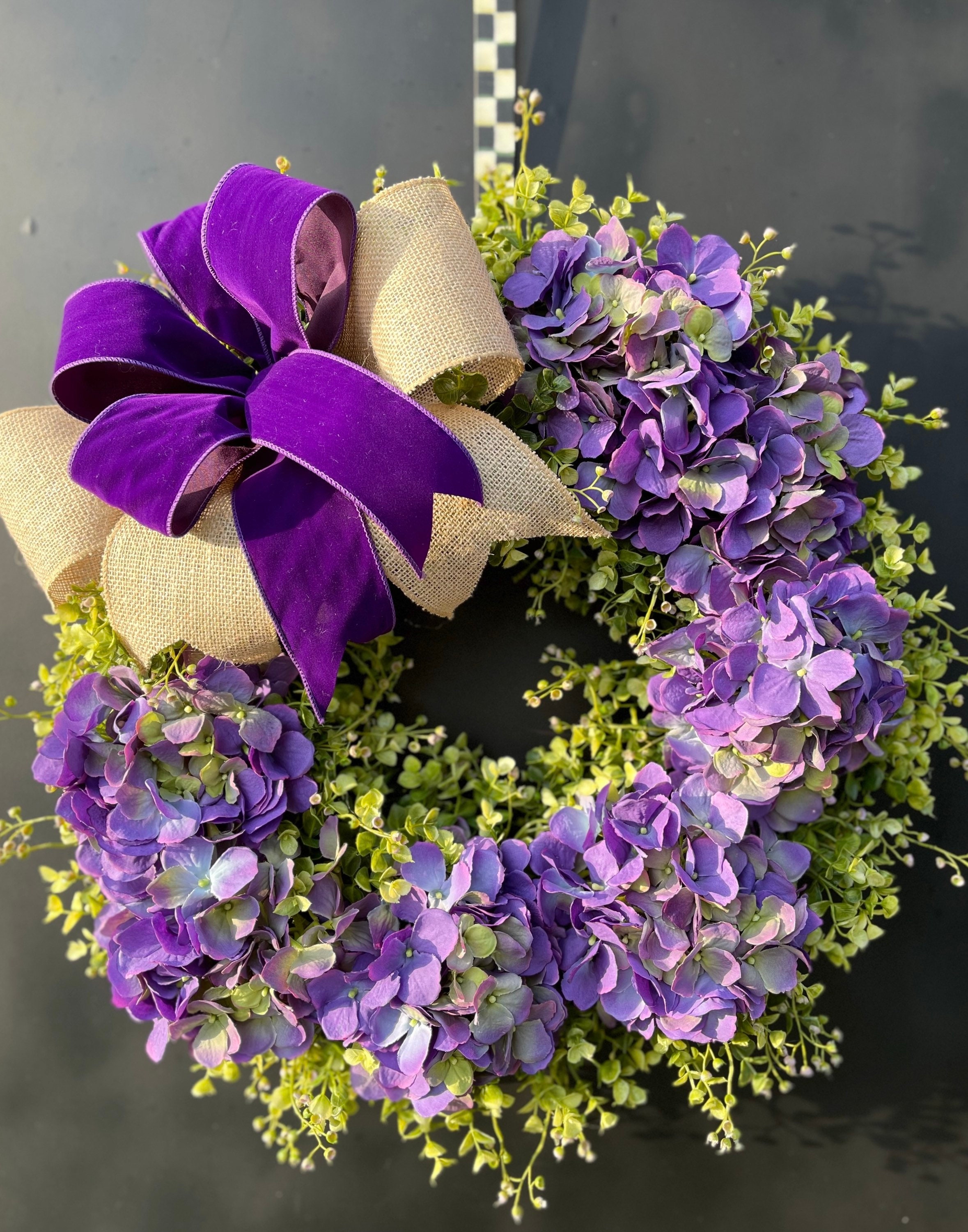 Purple Hydrangea Wreath Year Round Wreath Fall Door Decor Etsy