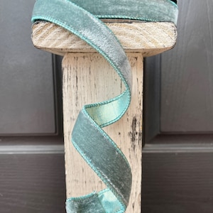 1 inch blue velvet ribbon, designer velvet ribbon, wired luxury ribbon, ribbon for Easter wreaths, spring wreath ribbon, 10 yards