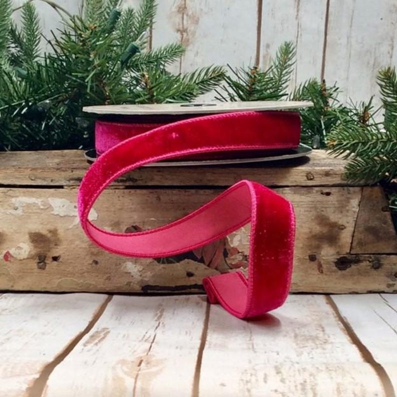 1 Inch Pink Velvet Wired Valentine's Day Ribbon, Pink Velvet D Stevens ...