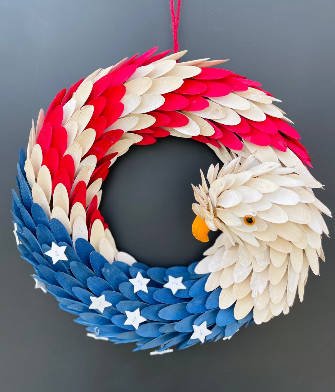 Patriotic Bald Eagle Wreath Red White and Blue Home Decor Etsy