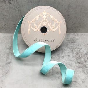 1 inch ocean water blue velvet wired ribbon, blue velvet d Stevens ribbon, light blue ribbon, 10 yards