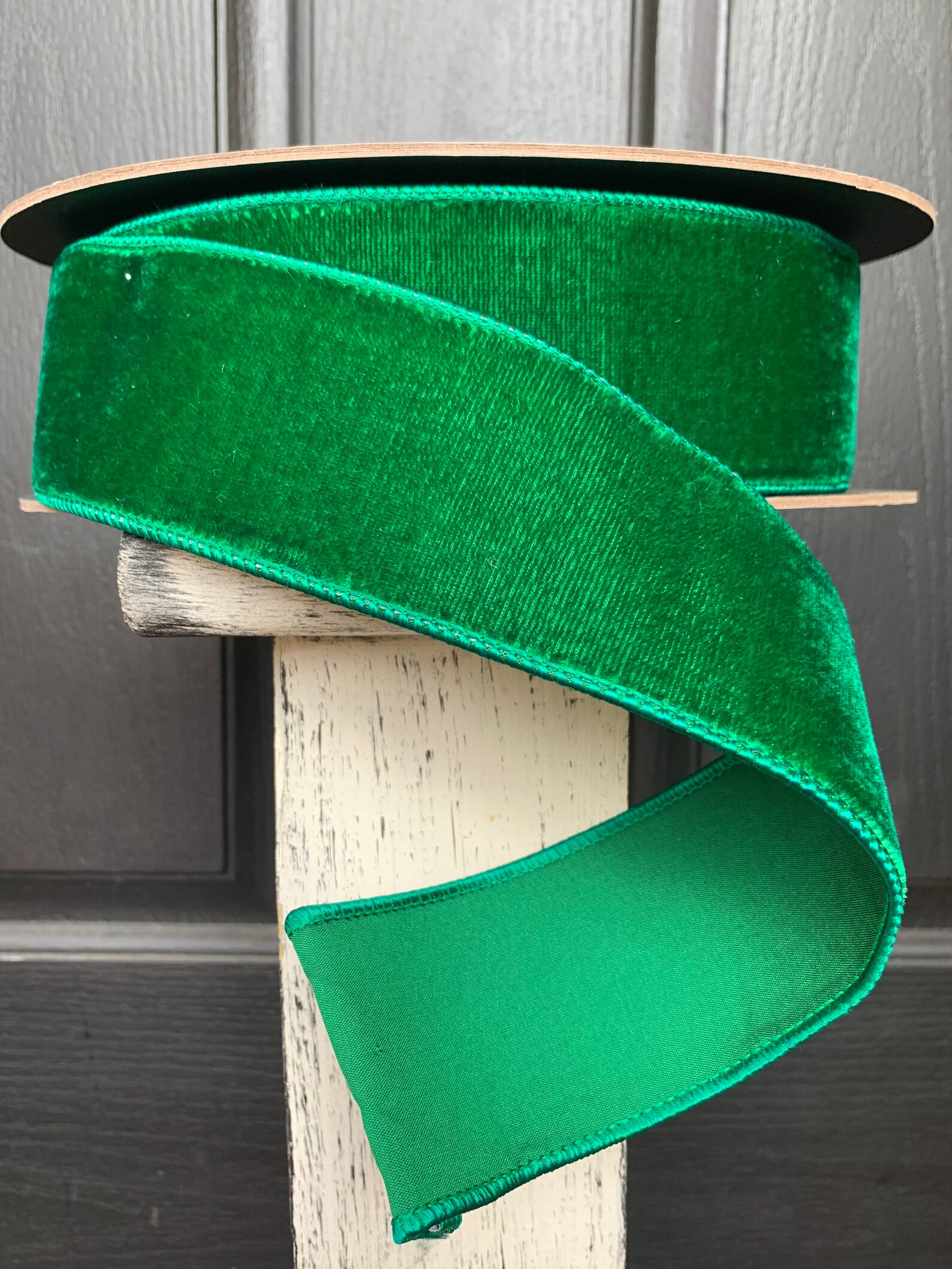 2.5 inch emerald green velvet ribbon wired Christmas ribbon Etsy
