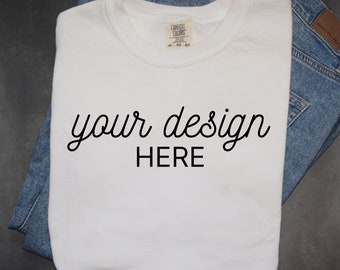 White Comfort Colors 1717 Mockup, Print on Demand Mockup, Spring Comfort Colors mockup, Summer Comfort colors, Spring Mock, POD