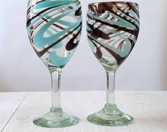 Arte Deco Edition -Turquoise wine glass - Mexican Wine Glass (Set of two)