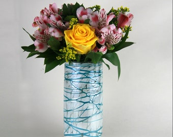 Perla Turquoise Edition - Mexican White & Turquoise Vase