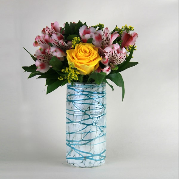 Perla Turquoise Edition - Mexican White & Turquoise Vase