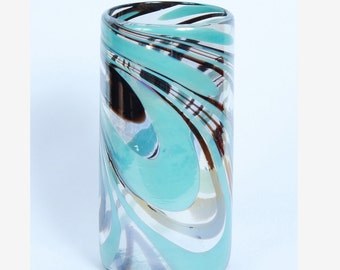 Arte Deco - Turquoise and Dark Chocolate swirled vase