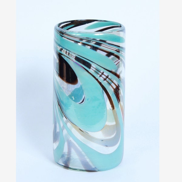 Arte Deco - Vase tourbillons turquoise et chocolat noir