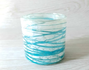 Perla Turquoise Edition Turquoise Tumbler / Mexican drinking glass / Hand-blown from recycled glass