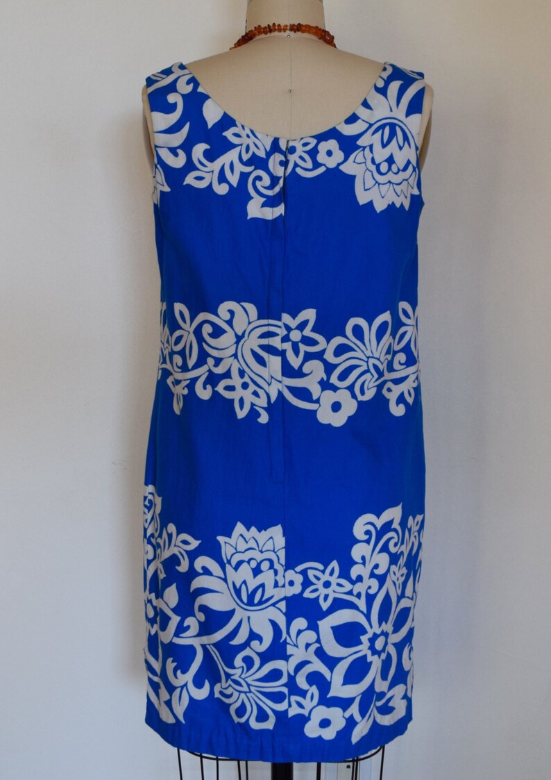 Vintage 1950s Hawaiian Dress 50s Miss Hawaii Sun Dress Tropical Blue Aloha Floral Summer Dress Beach Cover Up Kamehameha Garment Co.