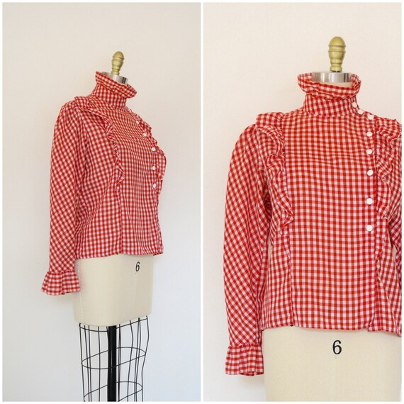 red gingham school blouse