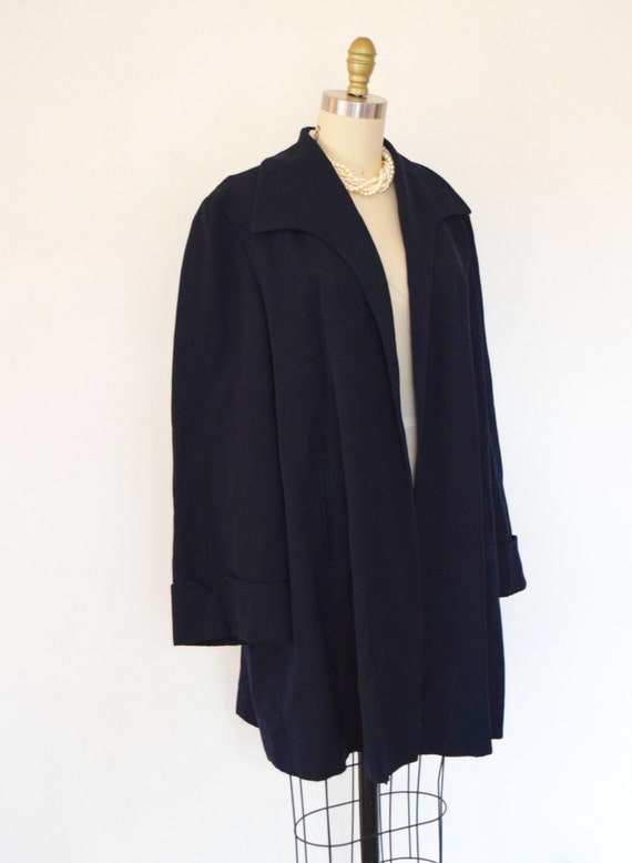 1940s-50s Navy Blue Vintage Swing Coat/ Mrs. Mais… - image 4