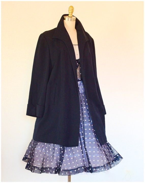 1940s-50s Navy Blue Vintage Swing Coat/ Mrs. Mais… - image 2