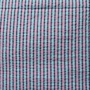 Blau karierte Seersucker Rest / 60er Jahre Vintage Türkis & Lila gestreifter Baumwollstoff / unbenutzt Quilten Nähen Handwerk Material: 44 "x 18,5" Bild 4