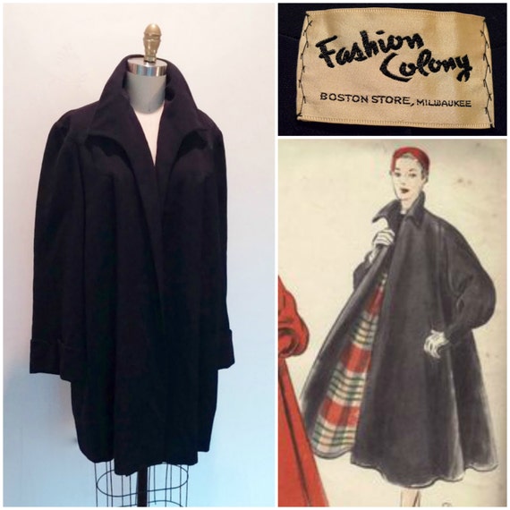 1940s-50s Navy Blue Vintage Swing Coat/ Mrs. Mais… - image 3