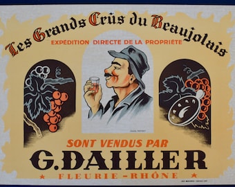 millésime 1950 Français Poster liqueur - Les Grands Crus du Beaujolais - Original Print