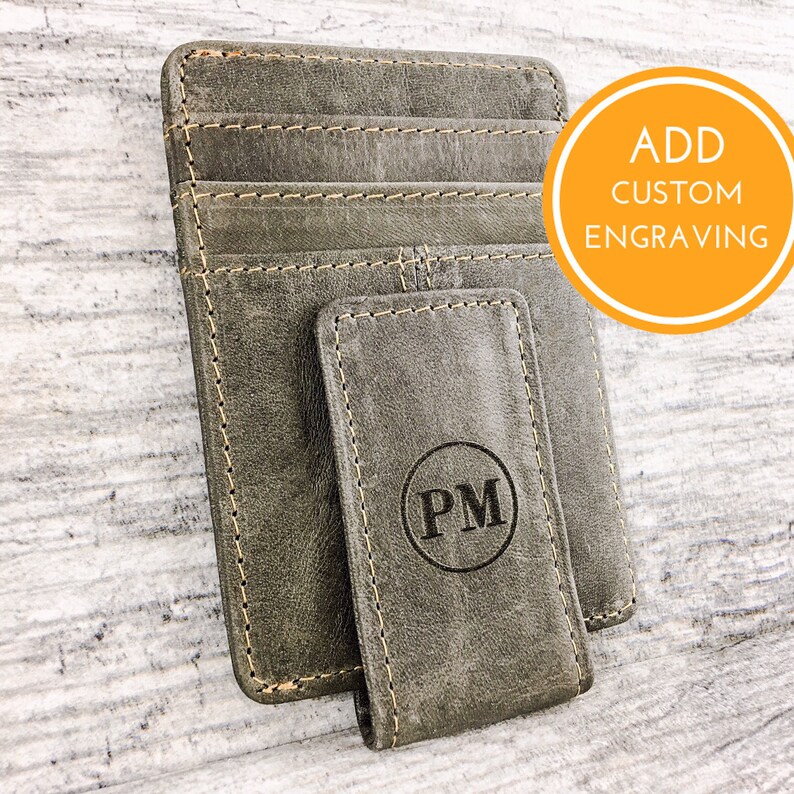 Personalized Slim Wallet Leather Wallet Engraved Money Clip Etsy - image 0