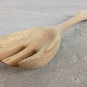 Los servidores de ensalada de madera establecen ceniza tallada | Etsy