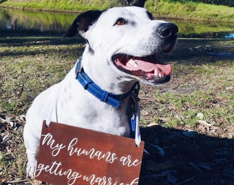 Hand Lettered Wooden Sign | Pet Wedding Sign | Dog Wedding Sign | Engagement Sign | Wedding Sign | My Humans Are Getting Married