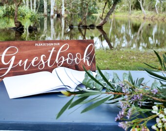 Hand Lettered Wooden Sign | Please Sign Our Guest Book Sign | Guest Book | Wedding Sign | Engagement Sign | Rustic Wedding | Guestbook Sign