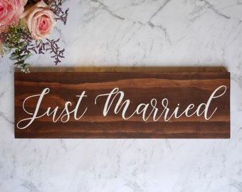 Hand Lettered Wooden Sign | Wedding Sign | Rusric Wedding | Wedding Photo Prop | Thank You Card Prop | Photo Booth Prop |  Just Married Sign