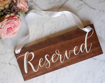 Hand Lettered Wooden Sign | Wedding Sign | Rustic Wedding | Reserved Seat |  Reserved Sign