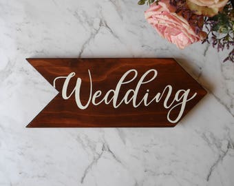 Hand Lettered Wooden Sign | Wedding Arrow Sign | Wedding Sign | Ceremony Direction Sign | Event Sign | Rustic Wedding | Wedding Arrow