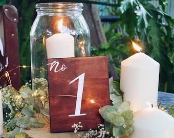 Hand Lettered Wooden Sign | Table Numbers | Rustic Table Numbers | Table Decor | Wedding Sign | Engagement Decorations | Wedding Decoration