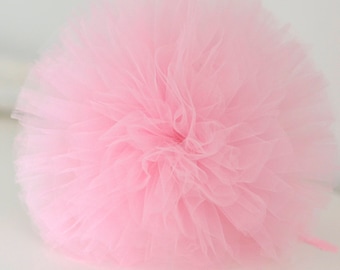 Baby pink tulle pom poms / wedding party decorations / girls birthday party  pompoms / nursery decor / weddings / tulle pompom / kids room