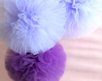 4 x tulle pompoms set -  wedding party decorations pom poms - nursery decor