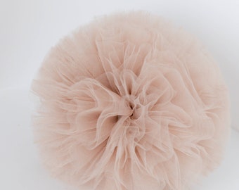 Tan tulle pom poms / wedding party decorations / birthday party  pompoms / nursery decor / weddings / neutral / kids room