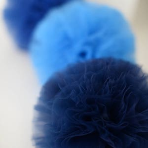 Navy blue tulle pom poms / wedding party decorations / birthday party pompoms / nursery decor / weddings decor / kids room / blue poms image 9