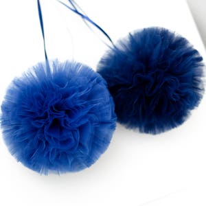 Navy blue tulle pom poms / wedding party decorations / birthday party pompoms / nursery decor / weddings decor / kids room / blue poms image 7