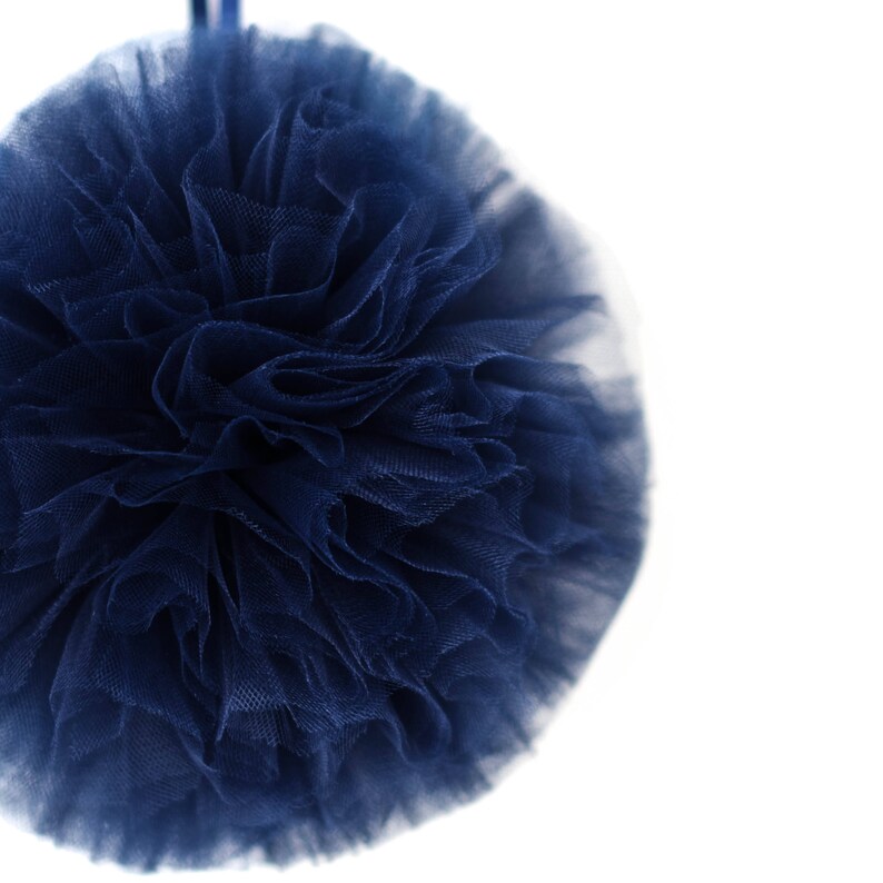 Navy blue tulle pom poms / wedding party decorations / birthday party pompoms / nursery decor / weddings decor / kids room / blue poms image 6