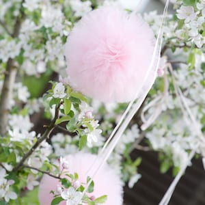 4 tulle pom pom set / wedding party decorations pom poms - your colors - value set