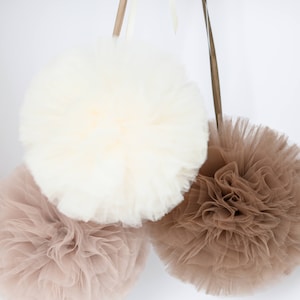 2 medium and 3 small tulle pom pom set / wedding party decorations pom poms - your colors - value set